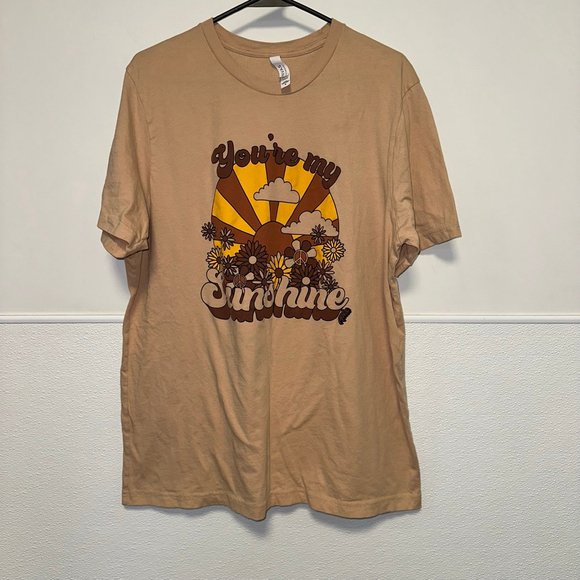 Bella+Canvas Tops - You’re My Sunshine Unisex Bella+Canvas Graphic T-Shirt Tan/Brown Size XL Flower